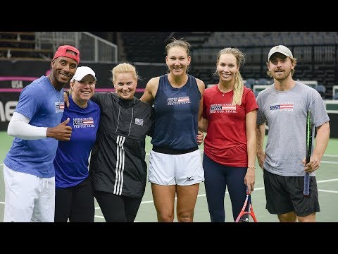 2018 Fed Cup Practice: Danielle Collins and Nicole Melichar