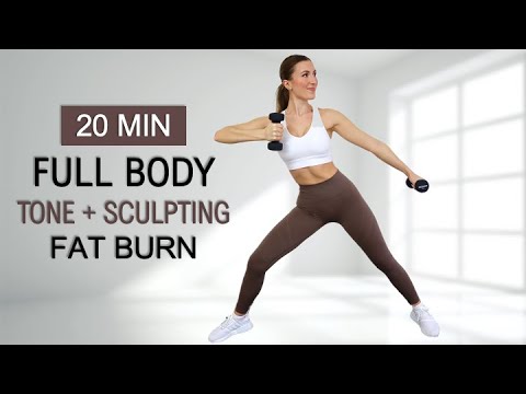 20 Min Full Body Burn | Tone & Sculpting Fat Burn, Light Dumbbells, At Home, No Repeat, Fun + Sweaty