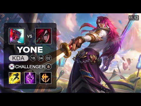 Yone Mid vs Katarina - KR Challenger Patch 11.12