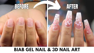 How to Do BIAB Gel Ombre & 3D Nail Art | Professional Tutorial