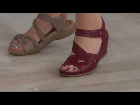 Earth Leather Multi-Strap Wedges - Thistle on QVC