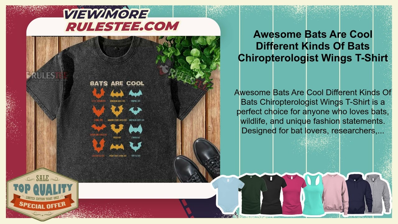 Awesome Bats Are Cool Different Kinds Of Bats Chiropterologist Wings T-Shirt