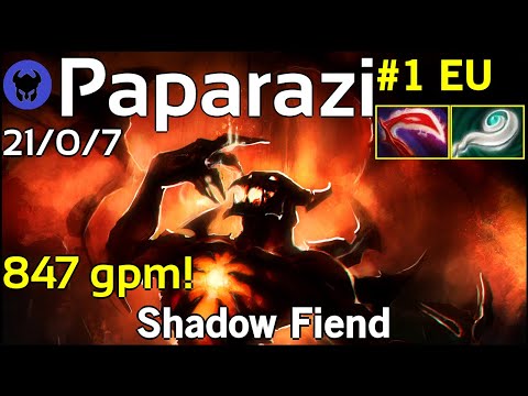 847 gpm! Paparazi plays Shadow Fiend!!! Dota 2 7.22