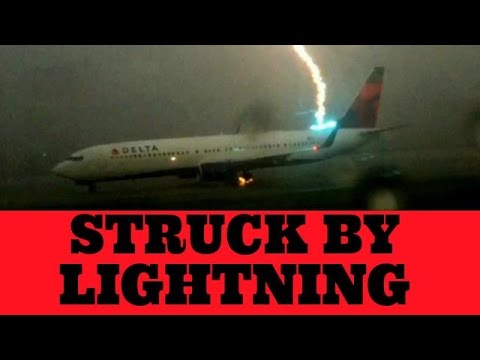 Footage captures moment lightning hits plane.