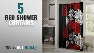 Top 10 Red Shower Curtains [2018]: Comfort Spaces – Enya Shower Curtain – Black,Red – Floral