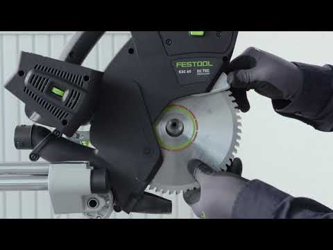 Akumuliatorinis traukiamas skersinio pjovimo pjūklas Festool KSC 60 EB-Basic | 577775 (be akumuliatoriaus ir pakrovėjo) video