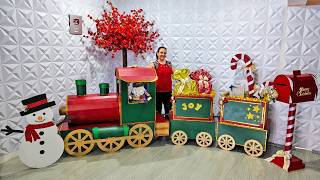 TUDO DE PAPELÃO! Decoração de Natal incrível gastando pouco 🎄 Aprenda como fazer!