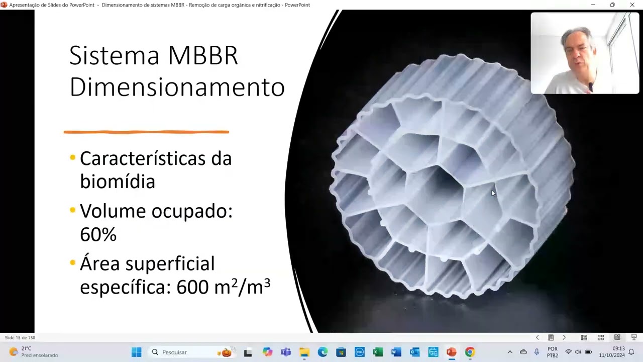 Como efetuar o dimensionamento de um sistema MBBR para remoção de carga orgânica e nitrificação?