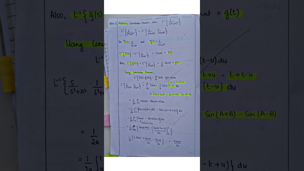 Convolution Theorem question- Laplace Transform Btech Advanced Applied Mathematics 🐌#education #aktu