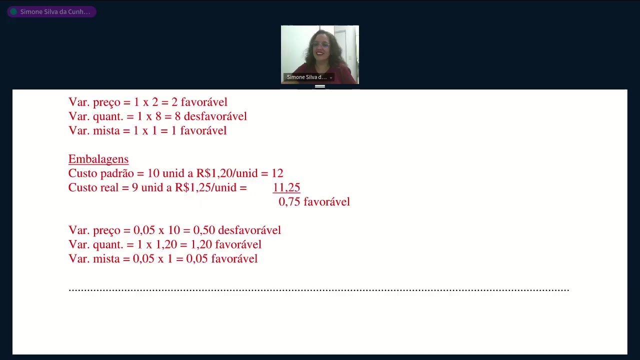 CONT. GERENCIAL: Correção de Exercícios: Custo-Padrão - GRAVADA