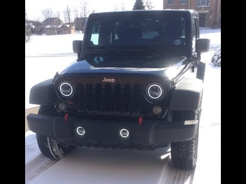 Jeep Halo Headlight and Fog Light install with DRL