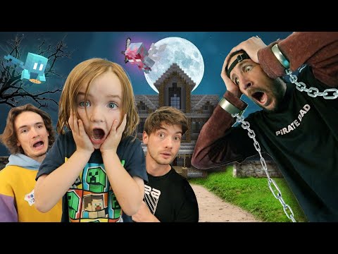 NiKO inside a HAUNTED HOUSE!! Survival with Dad and Friends! Nikos Minecraft Graduation Party part 1