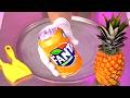 Fast ASMR Fanta Pineapple Ice Cream Rolls How To Make Sparkling Pineapple Ice Cream Rolls