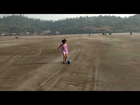 Playing in the beach.