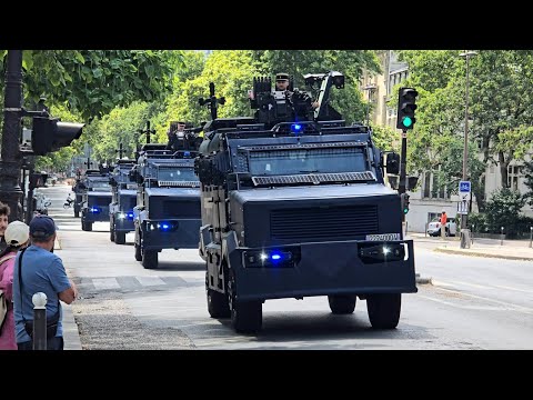 Military vehicles convoy in Paris
