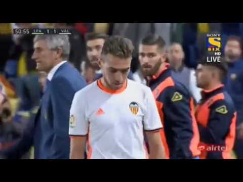 Munir El Haddadi Red Card - Las Palmas vs Valencia 3-1 [30.01.2017]