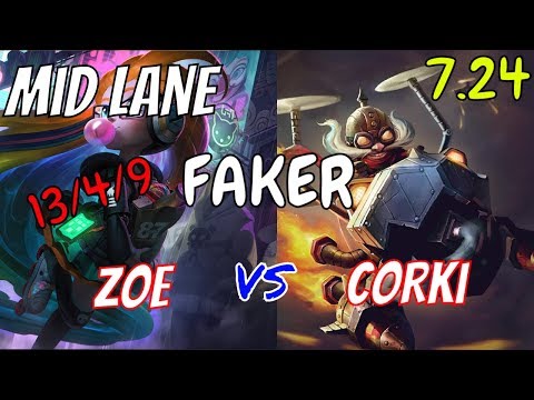FAKER Zoe Vs Corki Mid Stream Gameplay Season 8
