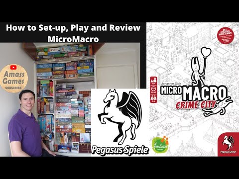 MicroMacro: Crime City board game - how to setup, play and review.  Amass Games Mystery HD solo