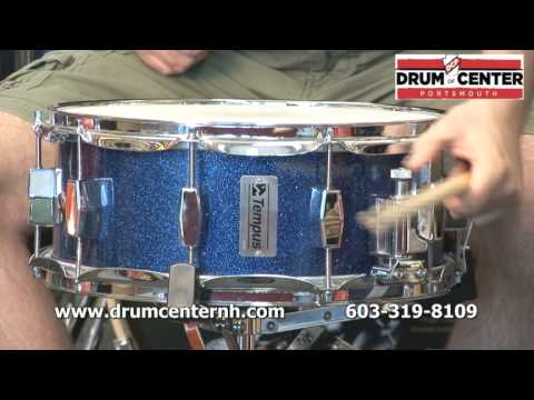 Tempus 5.5x14 Fiberglass Snare Drum, Blue Sparkle