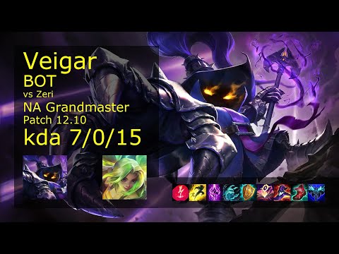 Veigar Bot vs Zeri - NA 7/0/15 Patch 12.10 Gameplay