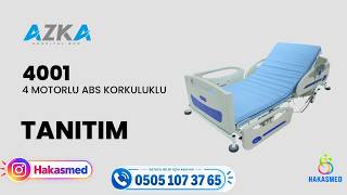 AZKA 4001 4 Motorlu ABS Korkuluklu Hasta Karyolası | Elektrikli Pozisyon Ayarı v