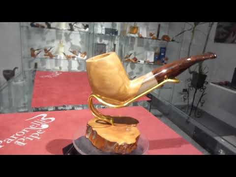 Pipa olivastro e corno half bent fatta a mano - www.paronellipipe.it