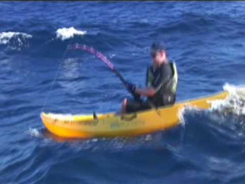 Kayak Fishing: Monster Marlin Jumping in the air!