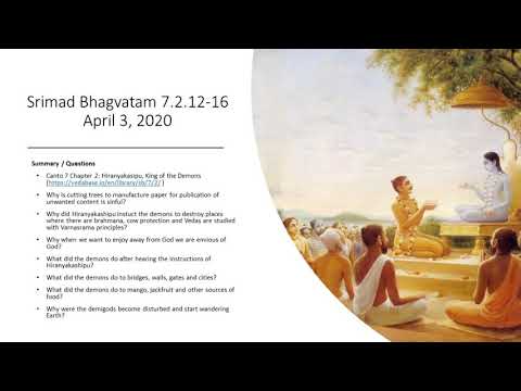 Srimad Bhagvatam 7.2.12-16 April 3, 2020 ISKCON Tampa