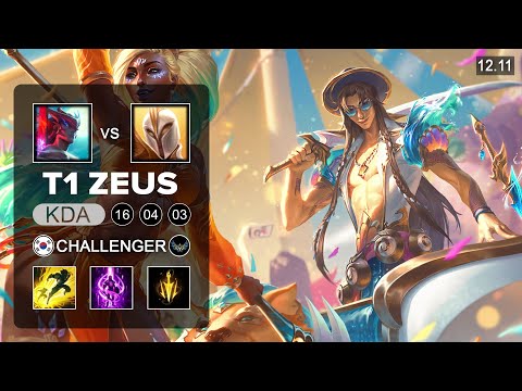 T1 Zeus Yone vs Kayle Top - KR Challenger - Patch 12.11 Season 12