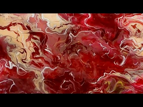 STRIKING crimson acrylic pour ~ it transformed into a beauty!