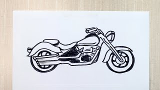 "How to Draw a Motorcycle - Step-by-Step Tutorial for Beginners" Bike drawing