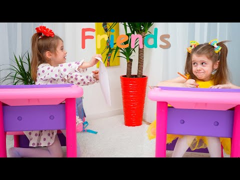 friends learn and her school day. Friendship story