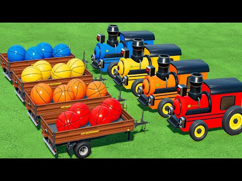 LAND OF COLORS ! BALL TRANSPORTING WITH COLORED TRAINS - Farming Simulator 22