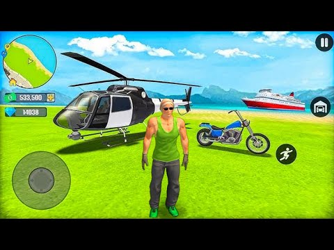US Police Helicopter and Bike Driving in Open World Game - Android Gameplay