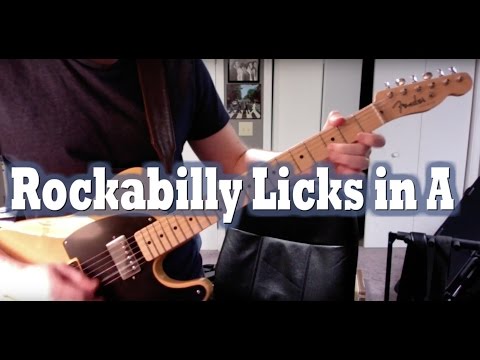 Rockabilly guitar licks in A guitar lesson by Tom Conlon
