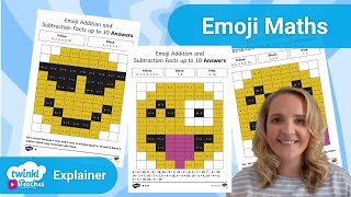 Emoji Addition and Subtraction Facts up to 10 Worksheet