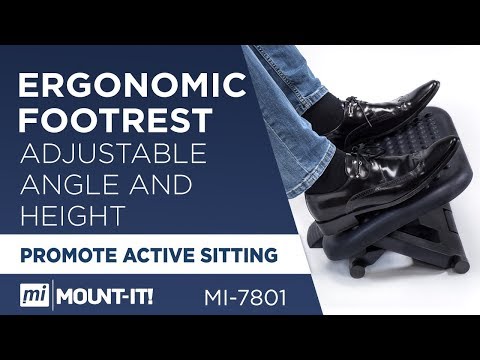 Mount-It Compact, Non-Skid Surface, Adjustable Height and Angle Ergonomic Footrest (Black)