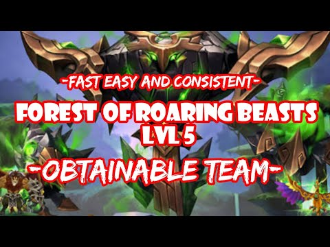 summoners war: forest of roaring beasts lvl 5 easy farmable team! fast and consistent grinding guide