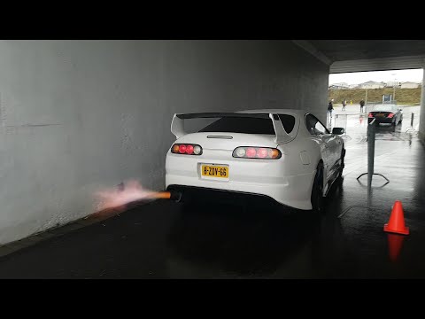 AutoMaxx Streetpower Cars entering / leaving - Supra flames, loud bangs, Turbo sounds