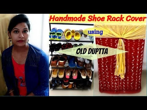 पुराने दुपट्टे/Duptte से ऐसा shoe rack कवर बनाए || Old Shoe Rack makeover|reuse old duptta Video
