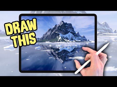 IPAD PAINTING TUTORIAL - Mountain Lakes landscape art in Procreate
