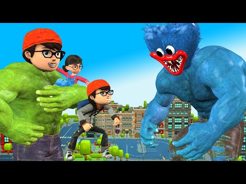 Good Nick Brave Became Nickhulk Saves Tani vs Giant Huggy Wuggy - Scary Teacher 3D Fun Animation