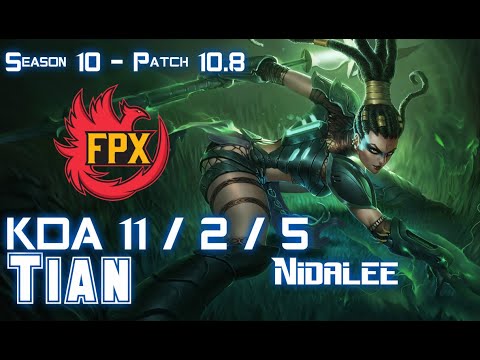 FPX Tian NIDALEE vs KARTHUS Jungle - Patch 10.8 KR Ranked