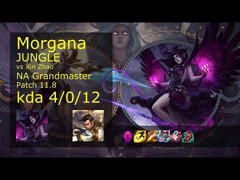 Morgana Jungle vs Xin Zhao - NA Grandmaster 4/0/12 Patch 11.8 Gameplay