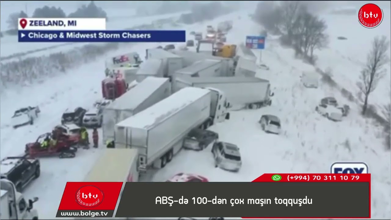 ABŞ-də 100-dən çox maşın toqquşdu