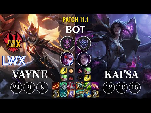FPX Lwx Vayne vs Kai'Sa Bot - KR Patch 11.1