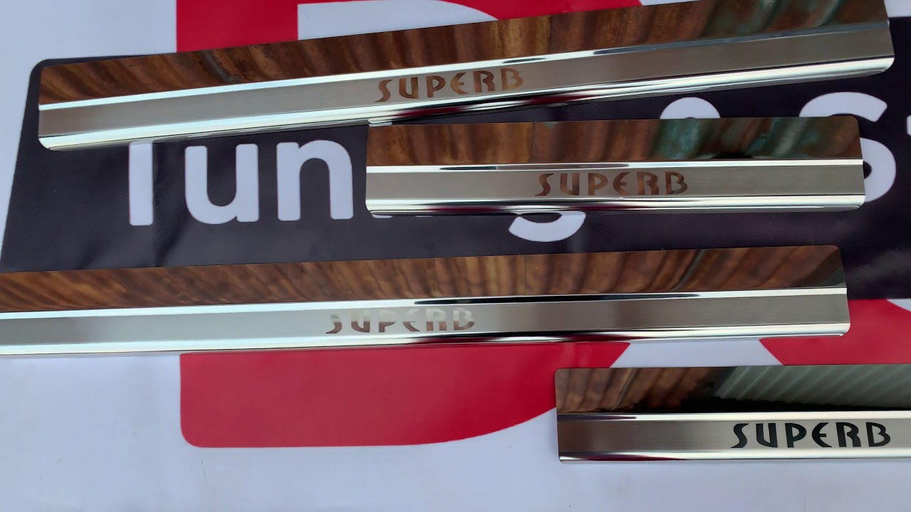 Skoda Superb 2001-2009 гг. Накладки на Пороги Nataniko (4 шт., Нержавейка) Video 1