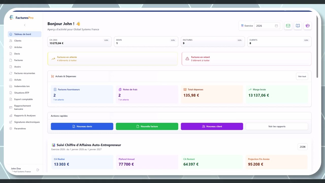 Tutoriel vidéo : Mon profil utilisateur — Formation FacturesPro