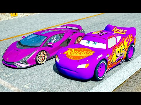 Lightining McQueen Violet Edition vs Lamborghini Sian at Top Gear Track