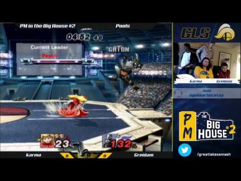 Project M in The Big House #2 Pools - Karma (Peach/Lucario) vs. Greidam (Wolf)